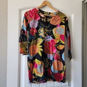 KikiSol black floral cover-up SMALL